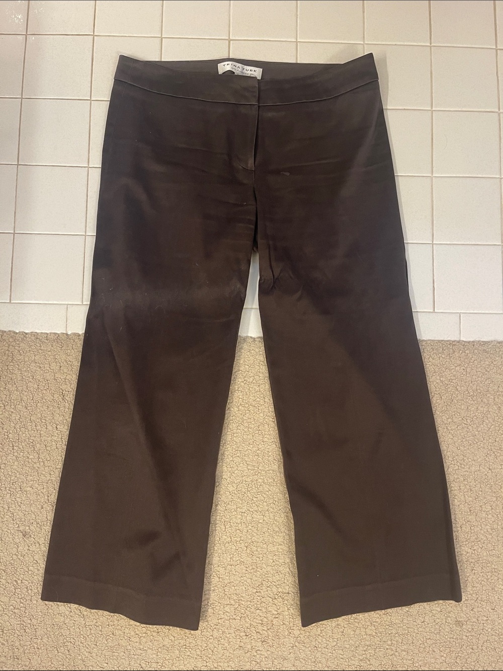 Trina Turk Dark Brown cropped Wide-Leg Pants